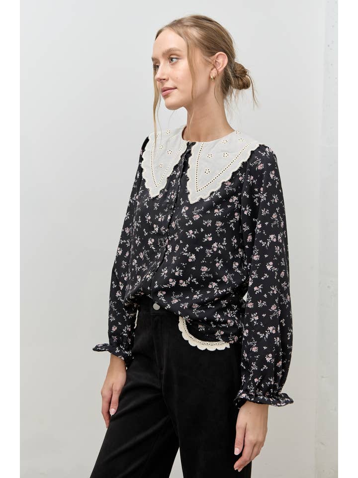Polagram by Wellmade USA - Wholesale Blouse - Women's - FLORAL PRINT TOP2