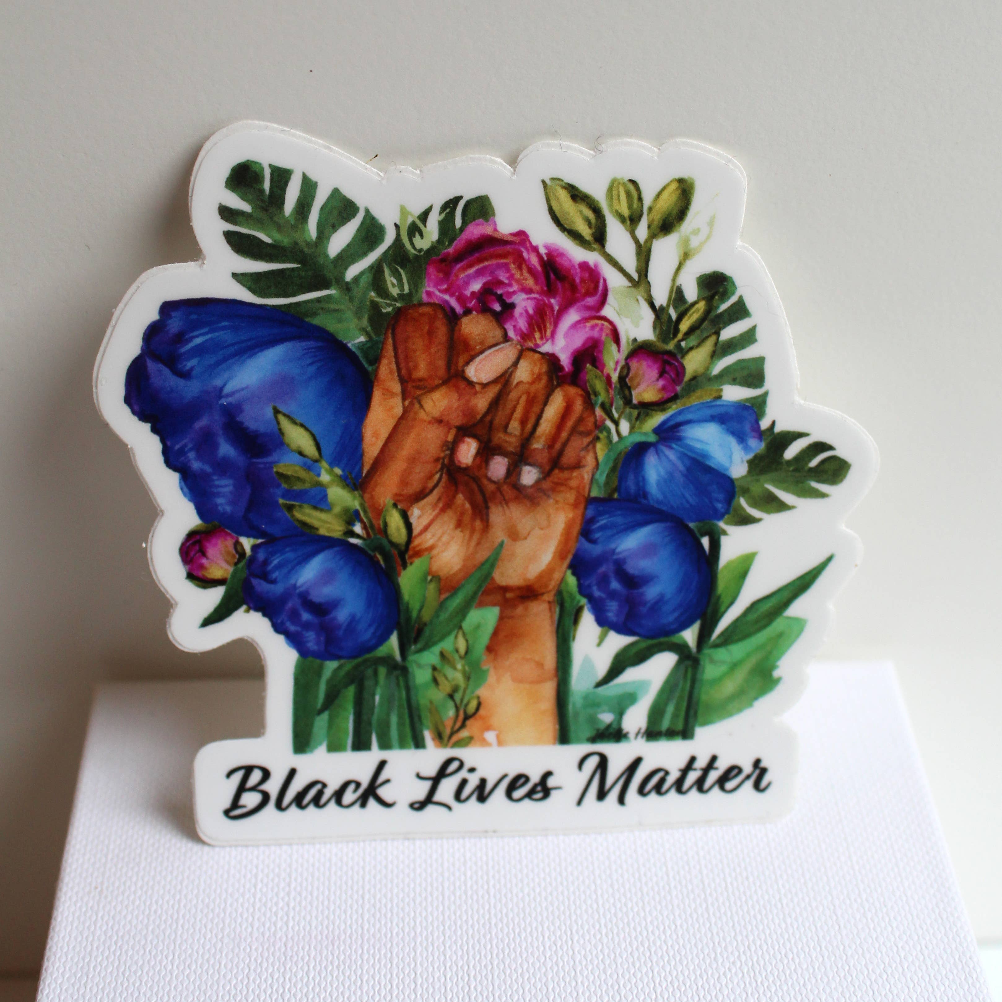Joelle Hanton Art - Wholesale Sticker - Vinyl Sticker- Black Lives Matter Floral Watercolor Design3