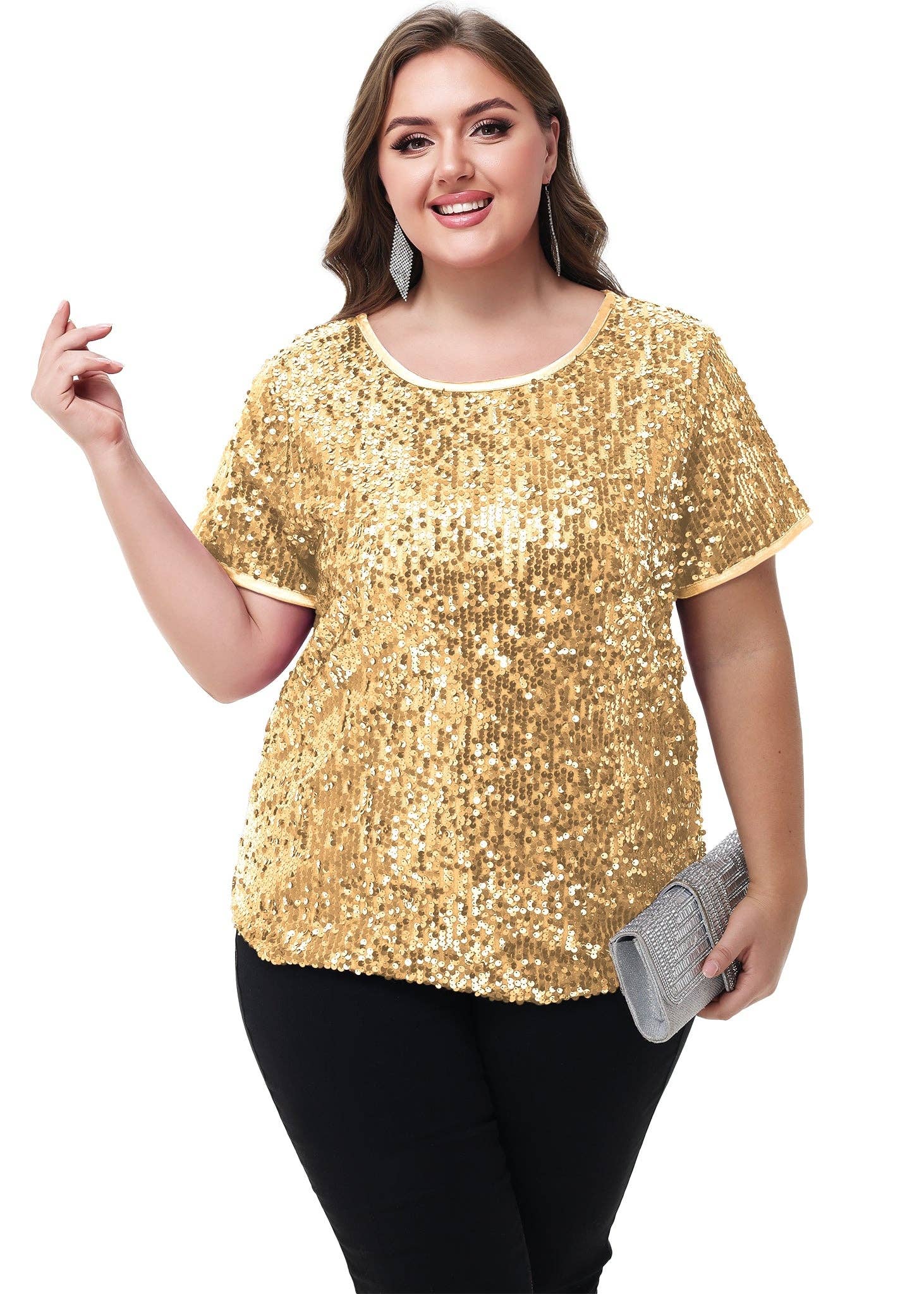 Anna Kaci Wholesale - Wholesale Blouse - Women's - Sequin Tops Plus Size Sparkle Glitter Party Blouse17