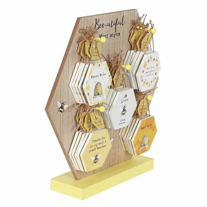 Something Different Wholesale - Wholesale Sign - Set of 30 Bee Mini Sentiment Signs on Display