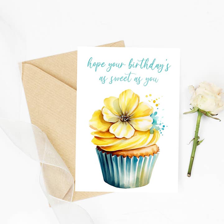 Homemade Hollydays Wholesale – wholesale Birthday card – Hope your birthday's as sweet as you - buttercup cake card