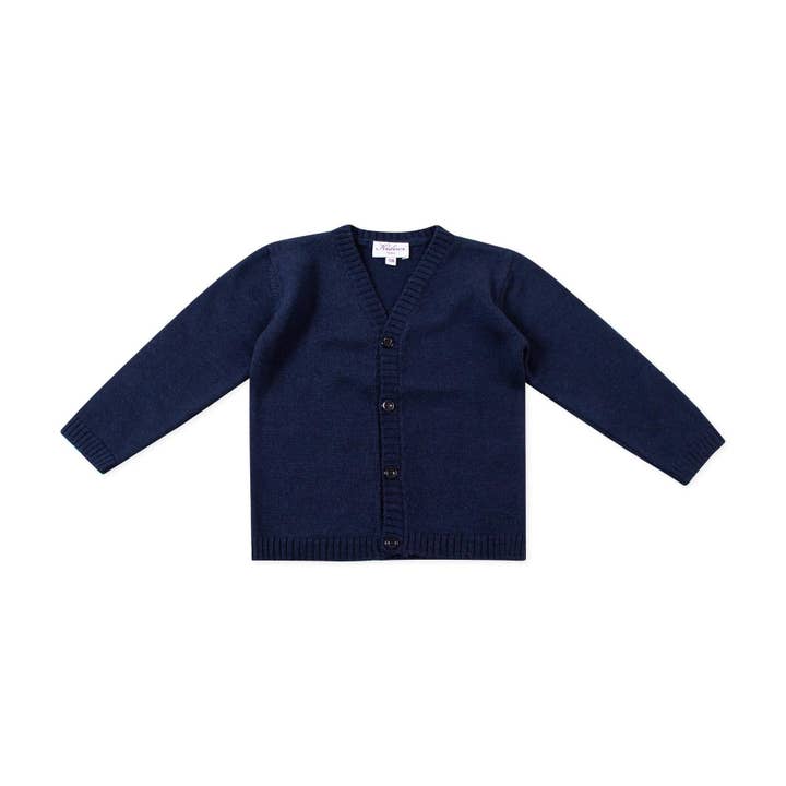 Lucas, V-neck boy's vest 100% merino wool, Navy for wholesale by Kidiwi handmade