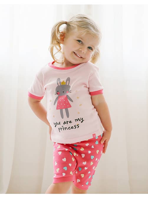 Vaenait Baby - Wholesale Sleepwear Set - Kids - Pink Rabbit Short Sleeve Pajama Set