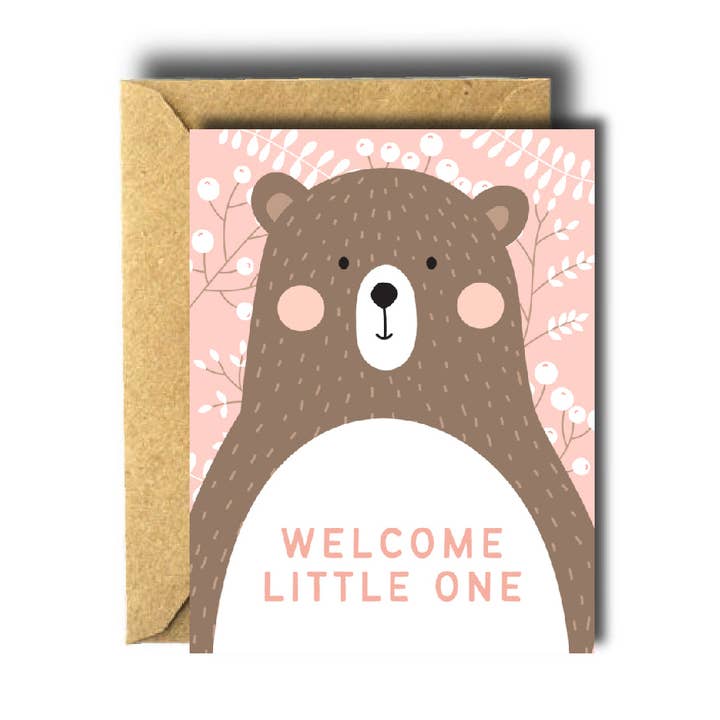 Welcome Little One Bear New Baby Greeting Card for wholesale by Bee Unique
