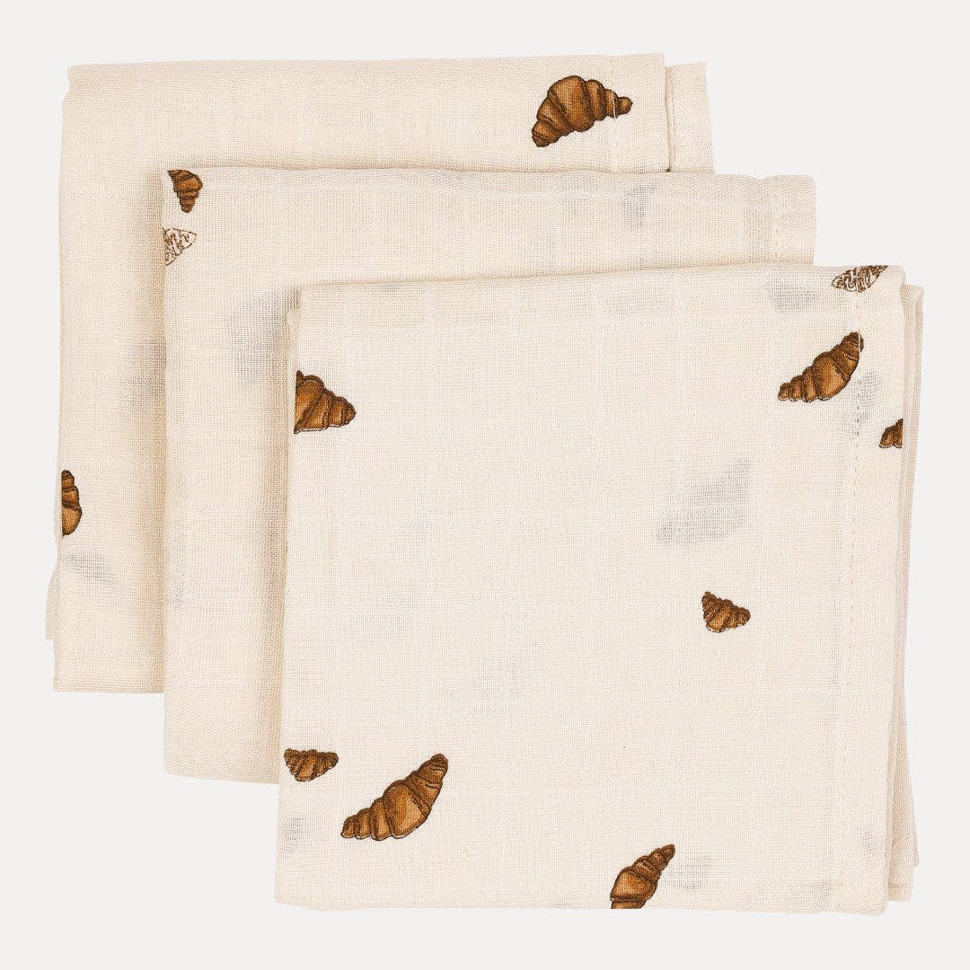 VACVAC studio - Wholesale Swaddle - Baby - Muslin cloth, 3 pack - Croissant mini print1
