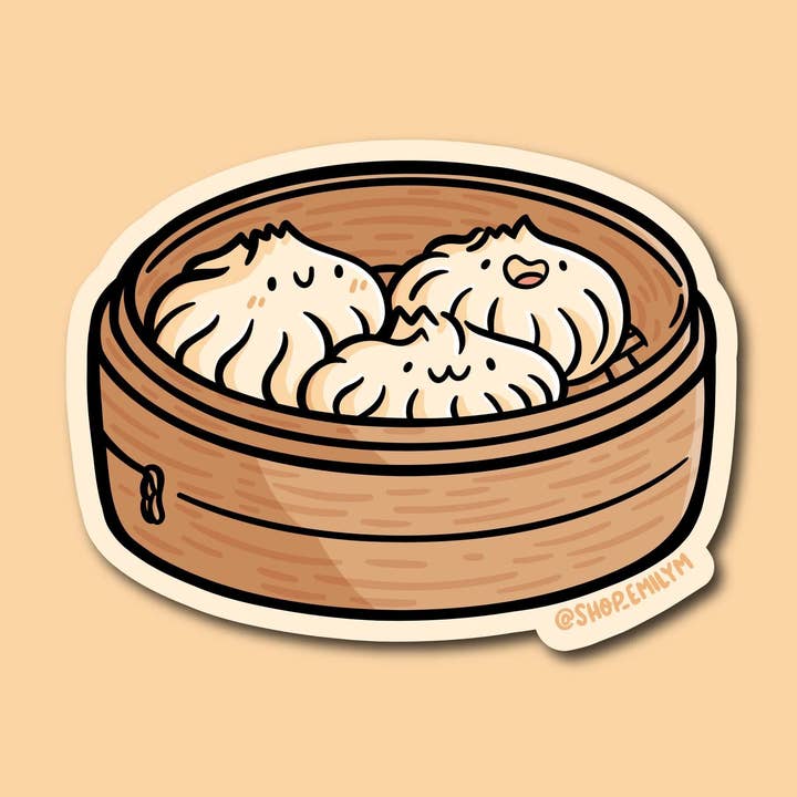 Steamed Buns Vinyl Sticker for wholesale by Shop Emily M