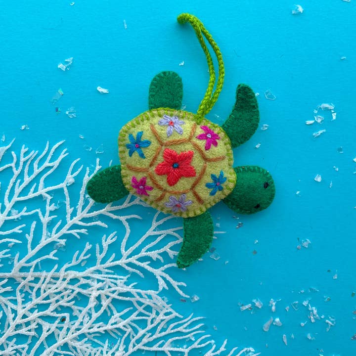 Ornaments 4 Orphans - Wholesale Ornament - Sea Turtle Embroidered Wool Christmas Ornament4