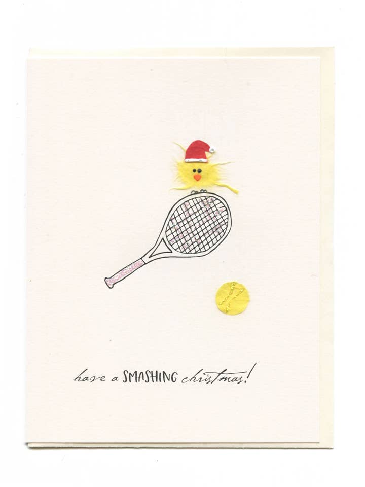 "Have a Smashing Christmas" Bird on Racket for wholesale by FLAUNT HANDMADE CORRESPONDENCES
