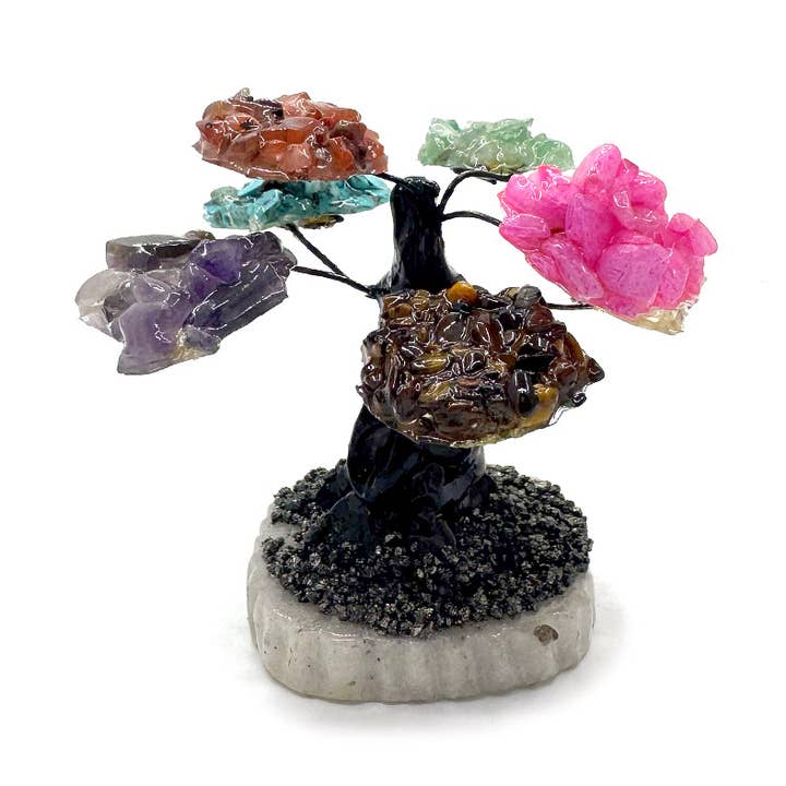 Small Chakra Tree of Life Figurine Chip Stone Table Ornament for wholesale by Pichincha