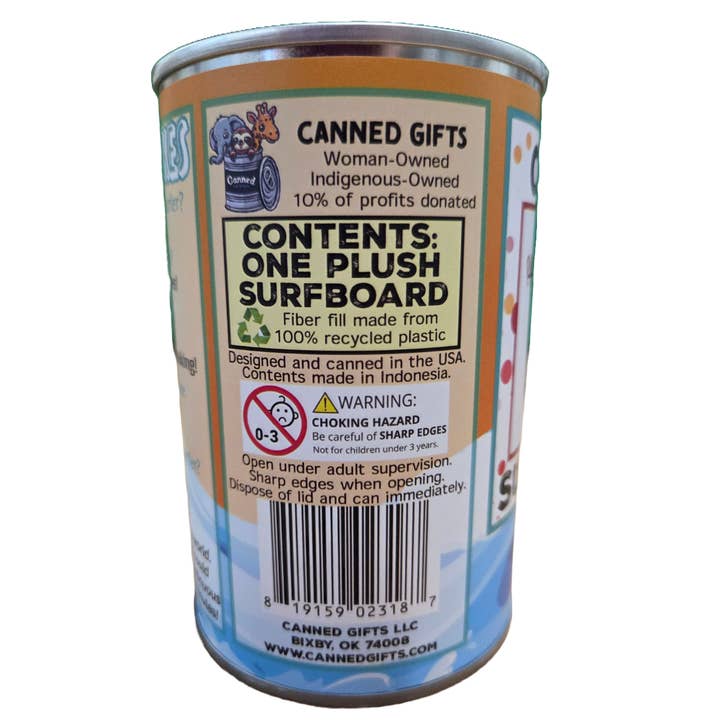 Canned Gifts - Wholesale Stuffed/Plush Toy - Kids & Baby - Canned Surfboard | Surfing Gift | Plush in Can w/Jokes5