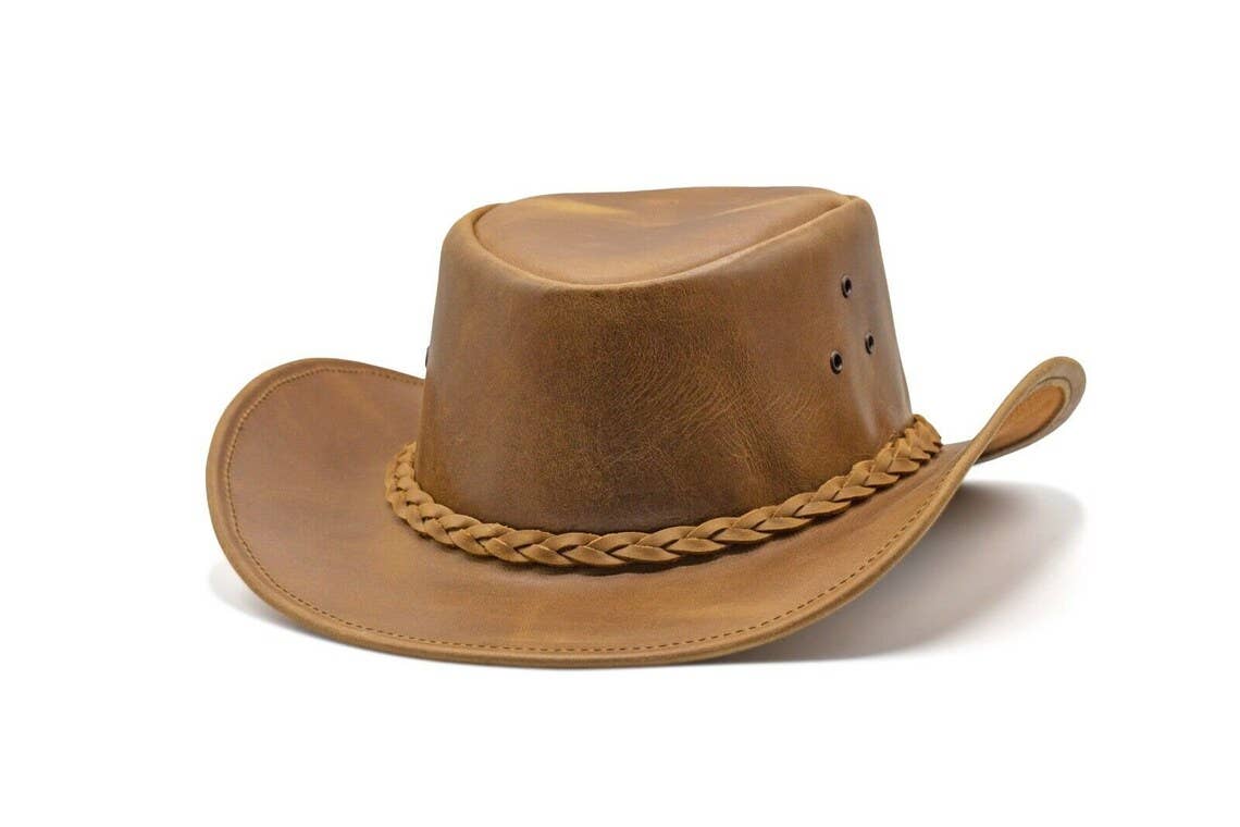 Hadzam - Vendita all'ingrosso Cappello da cowboy - Unisex - Cappello da cowboy Outback in pelle resistente da uomo e donna.3