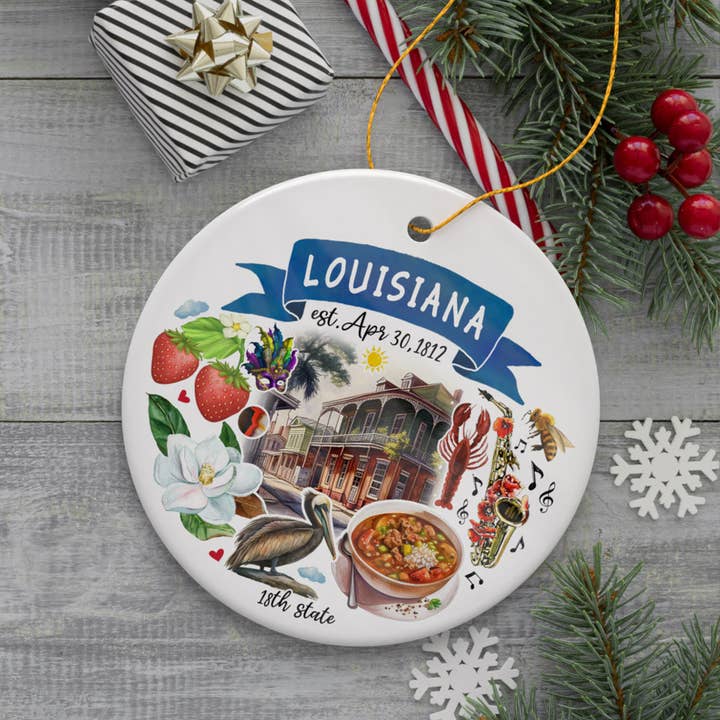 OrnamentallyYou - Wholesale Ornament - Artistic Louisiana State Themes Christmas Ornament2