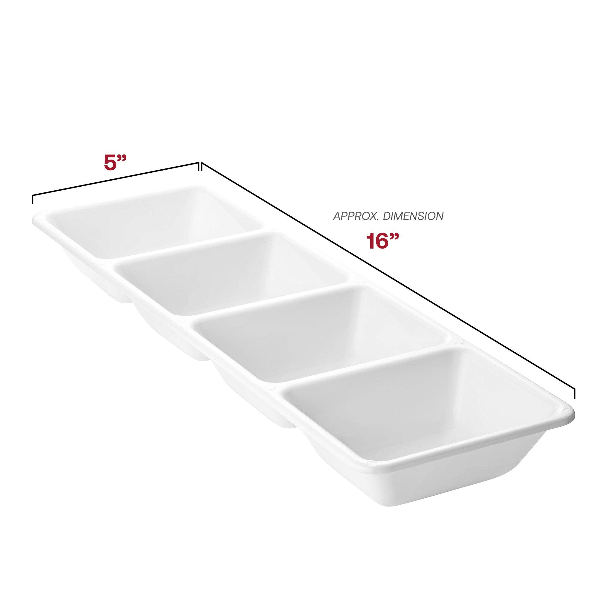 Smarty had a Party - Wholesale Serving Tray - 16" x 5" White 4-Section Rectangular Plastic Trays - 3 pcs2