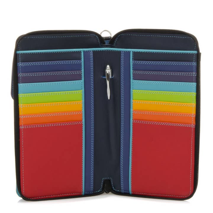 Zip Round Multi Purse with Shoulder Strap - Black/Pace for wholesale by Mywalit