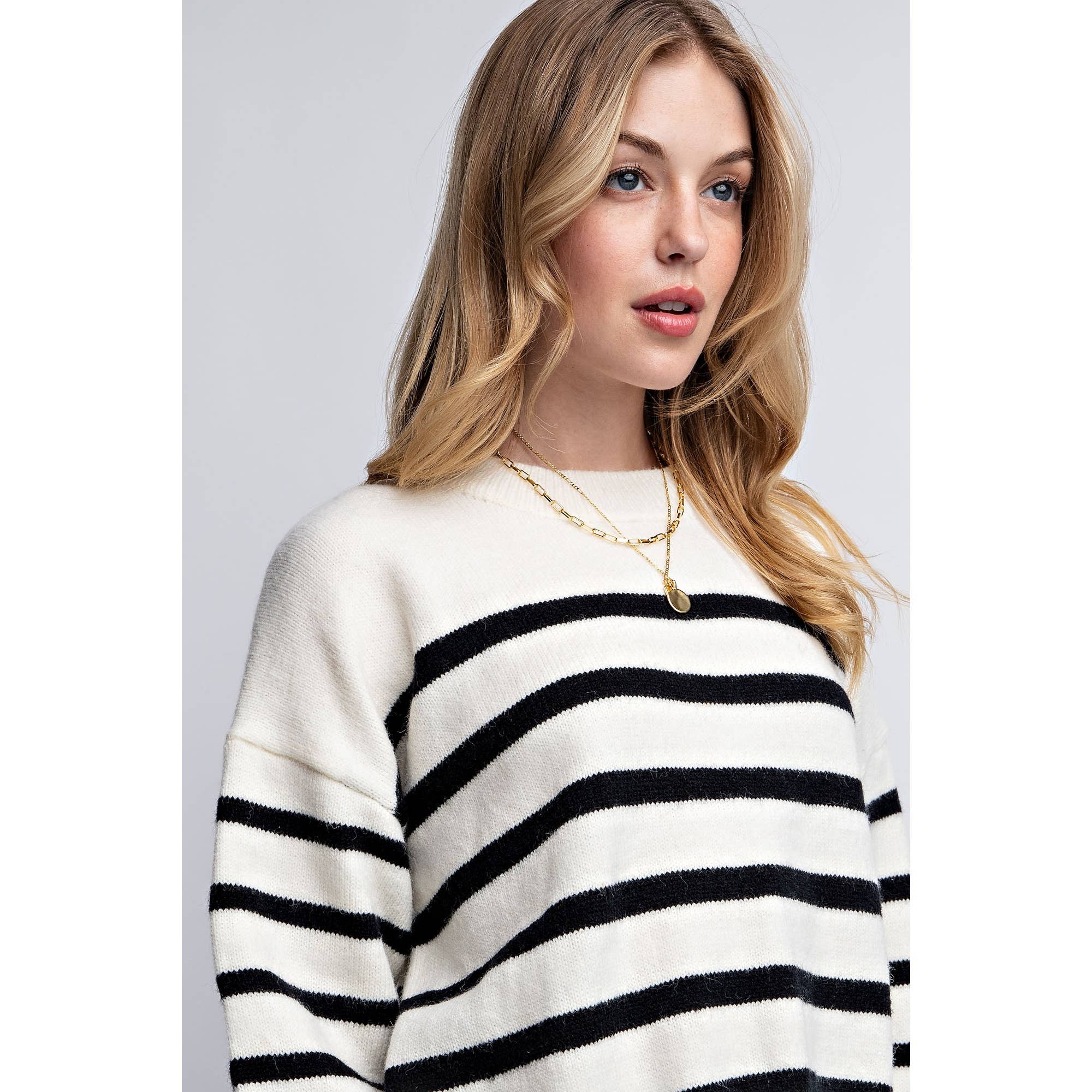Sweet Generis - Wholesale Knit Sweater - Women's - CLASSIC STRIPE OVERSIZE PULLOVER4