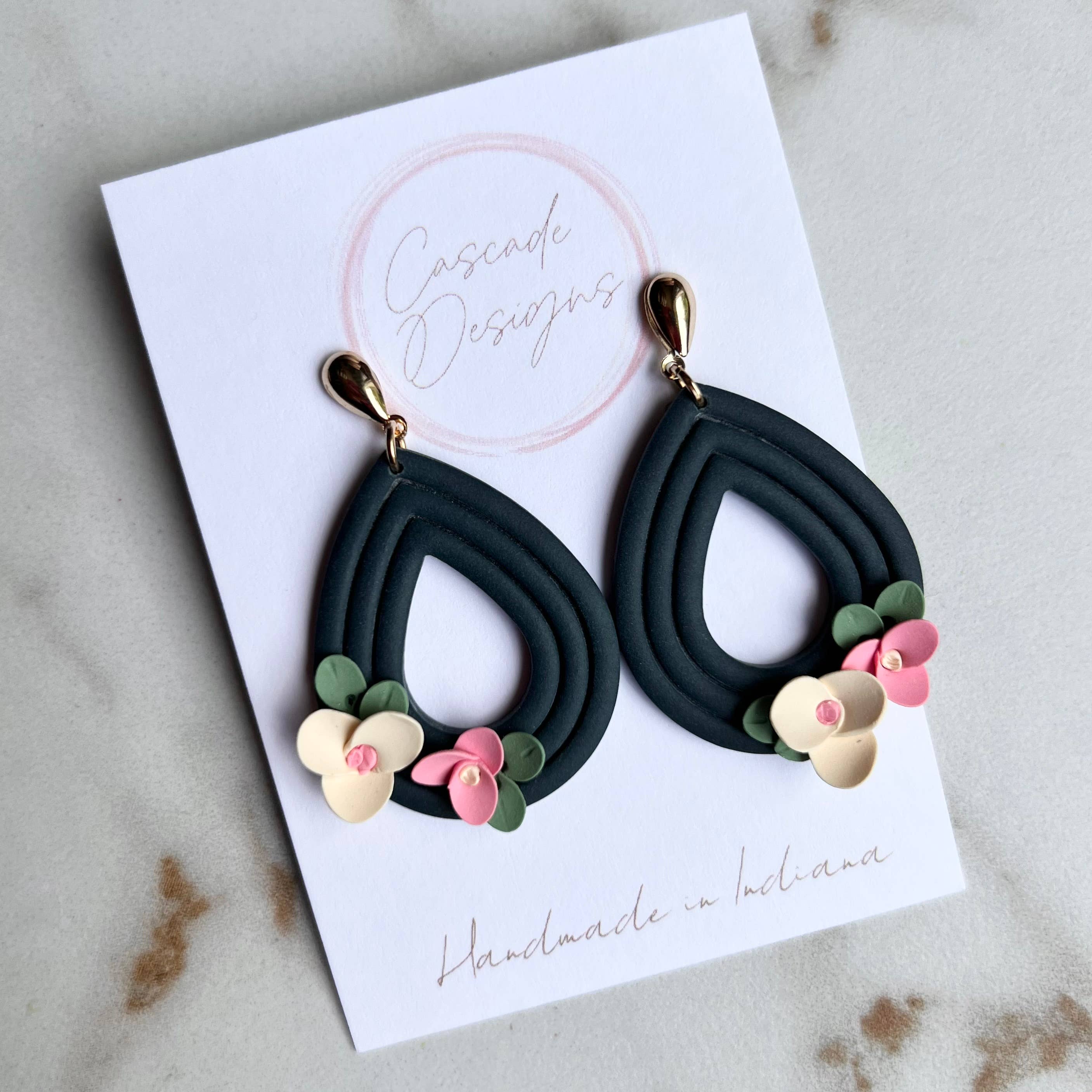 Cascade Designs - Wholesale Dangle Earrings - The Penelope | Floral Drop Clay Earrings6