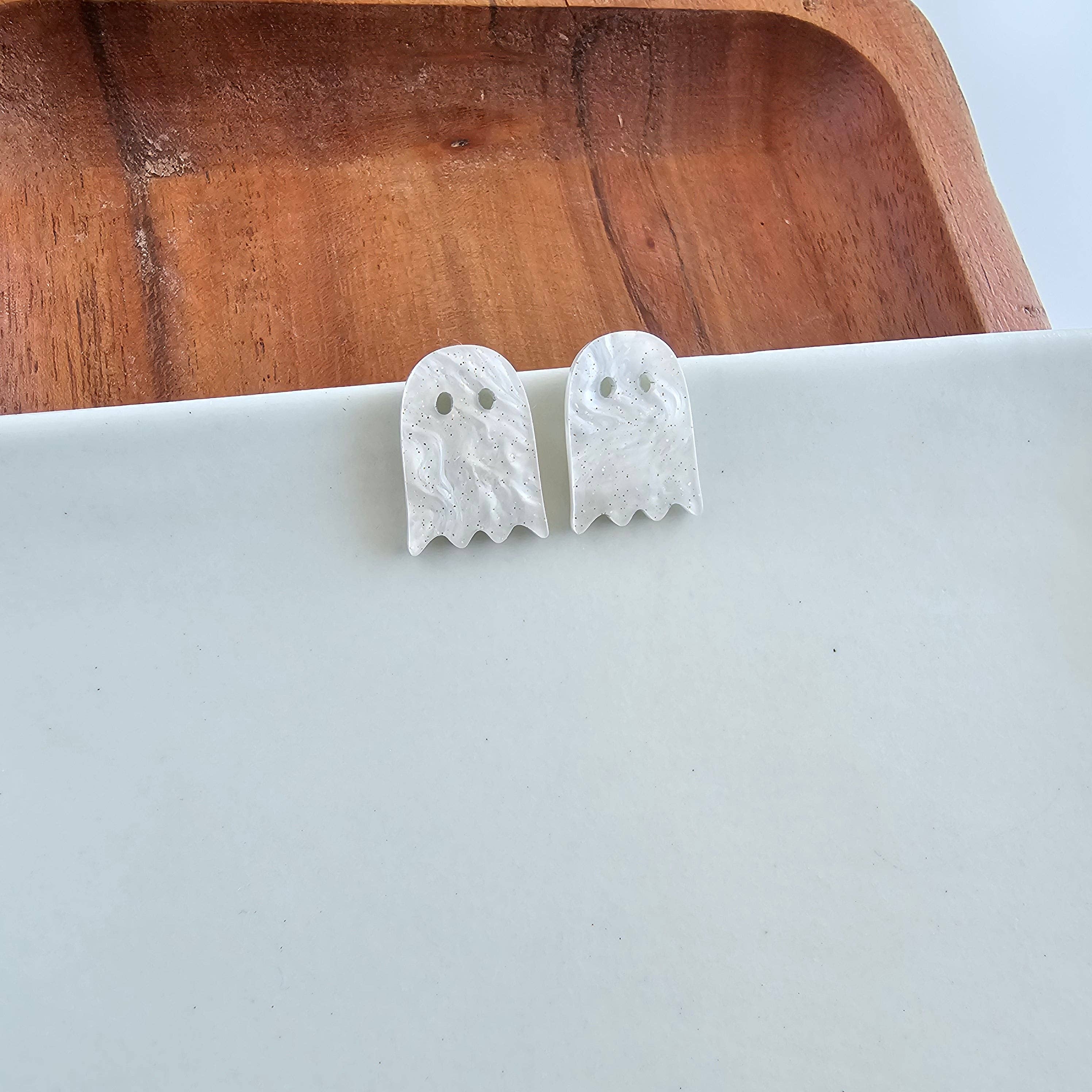 Spiffy & Splendid - Wholesale Stud/Post Earrings - Ghost Studs - White Shimmer // Jewelry, Earrings, Halloween14