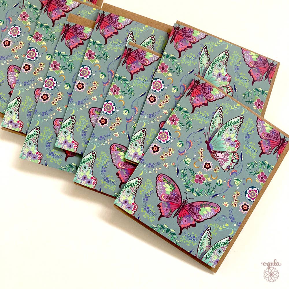 Cynla - Venta al por mayor Tarjetas de felicitación - Tarjeta de felicitación con patrón de mariposa - patrón en blanco3