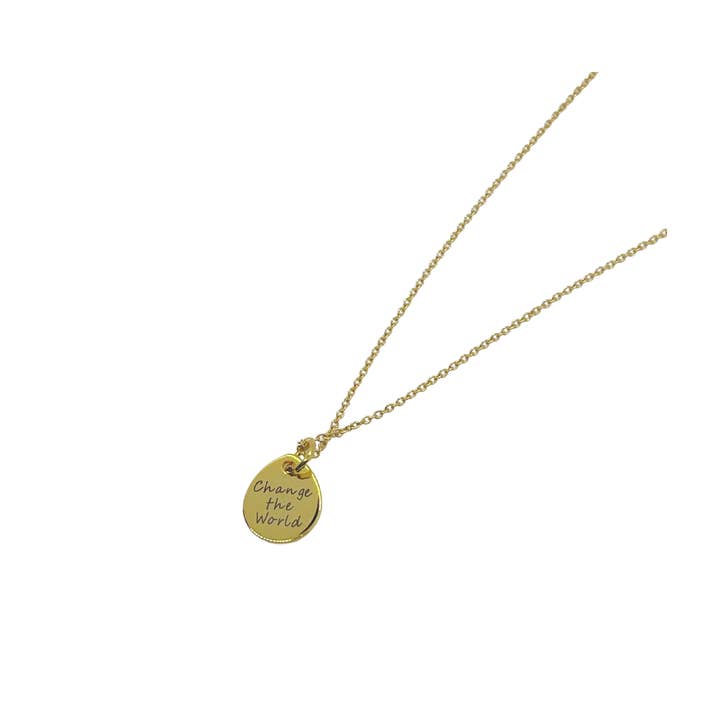 ‘Change the World’ Necklace - Gold for wholesale by Coddiewomple Co.