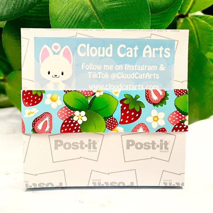 Cloud Cat Arts - Wholesale Sticky Notes - Strawberry Kitty - Cute Fruit Cat - Sticky Notepad2