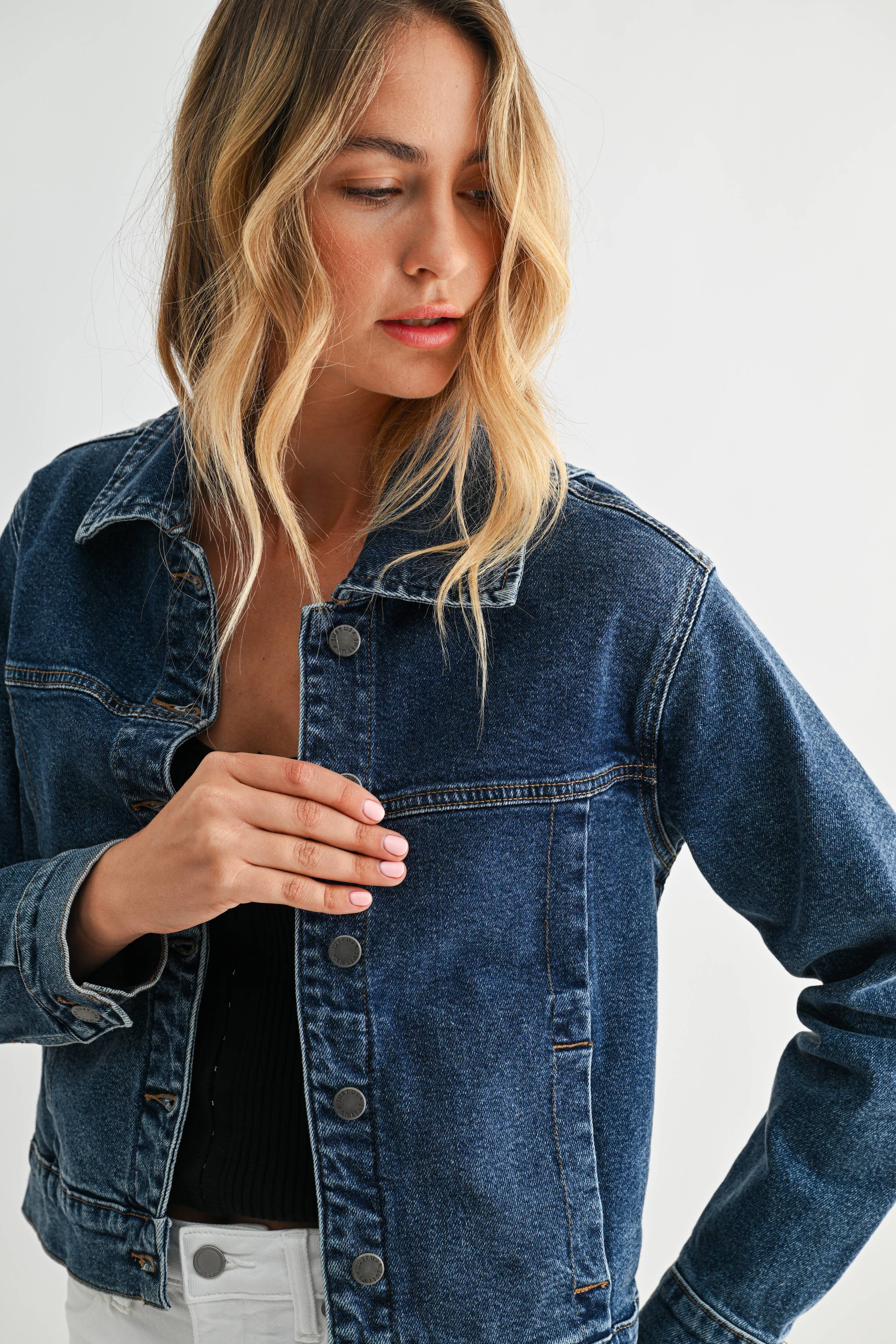 Just USA Jeans - Wholesale Denim Jacket - Women's - JA803 - DK - Moto Jacket2