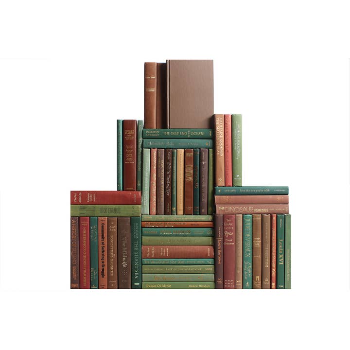 Decorative Brown and Green Books - Cabin Wall - Set of 50 for wholesale by Booth & Williams