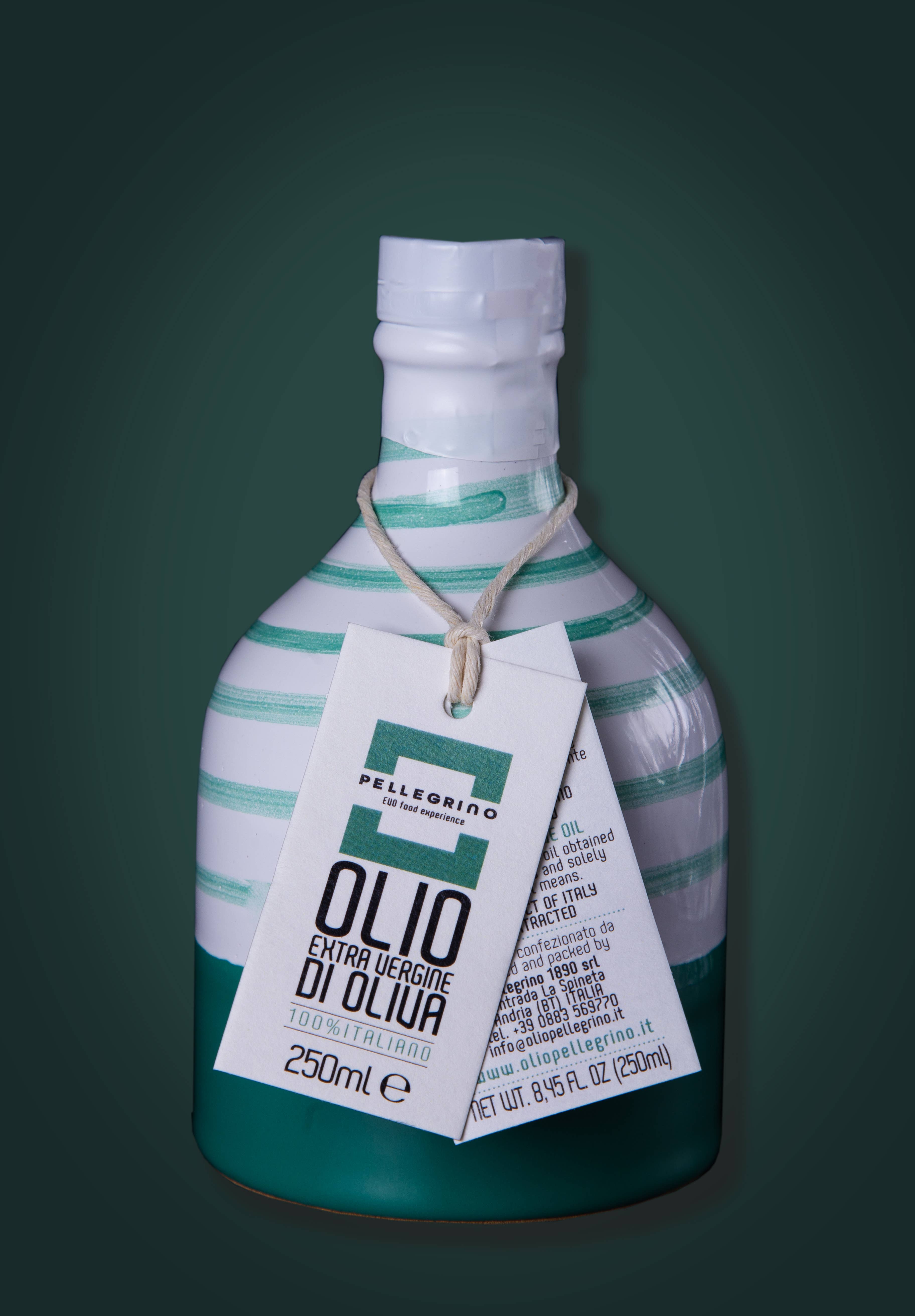 Olio Pellegrino 1890 SRL - Wholesale Olive Oil - Green ceramic spiral orcio 0.250 Lt. Extra Virgin Olive Oil1