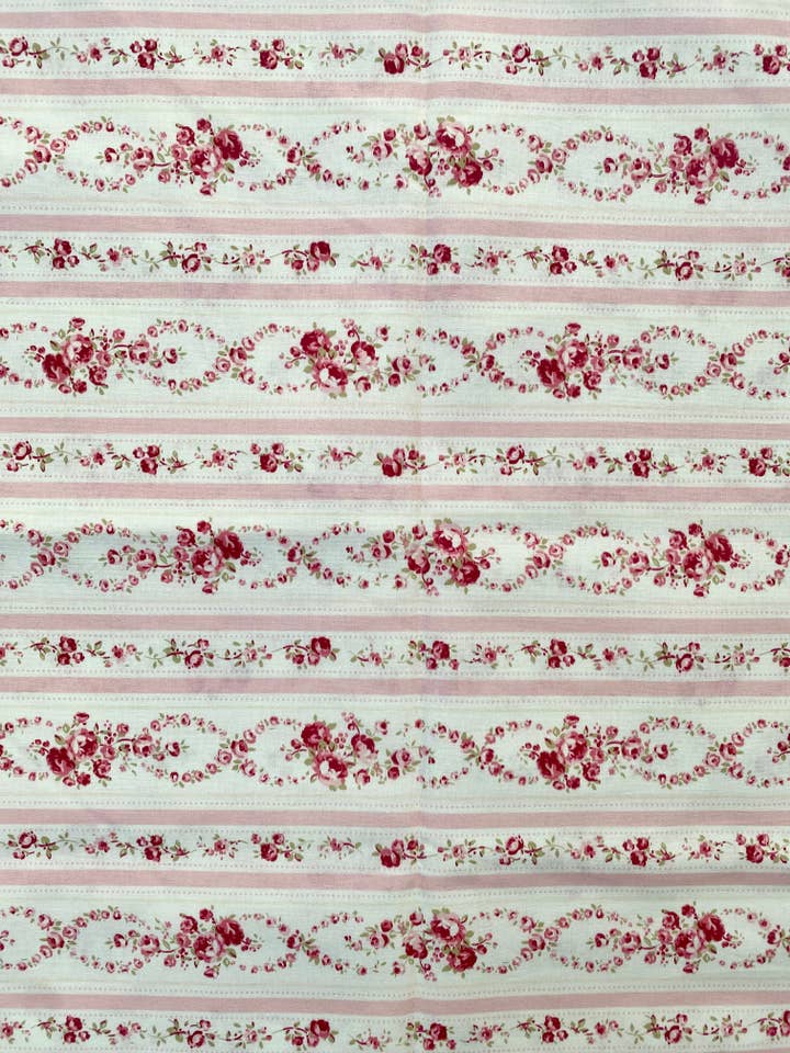 Raspberry Rose pink stripe fabric for wholesale by Miss Rose Sister Violet Australia