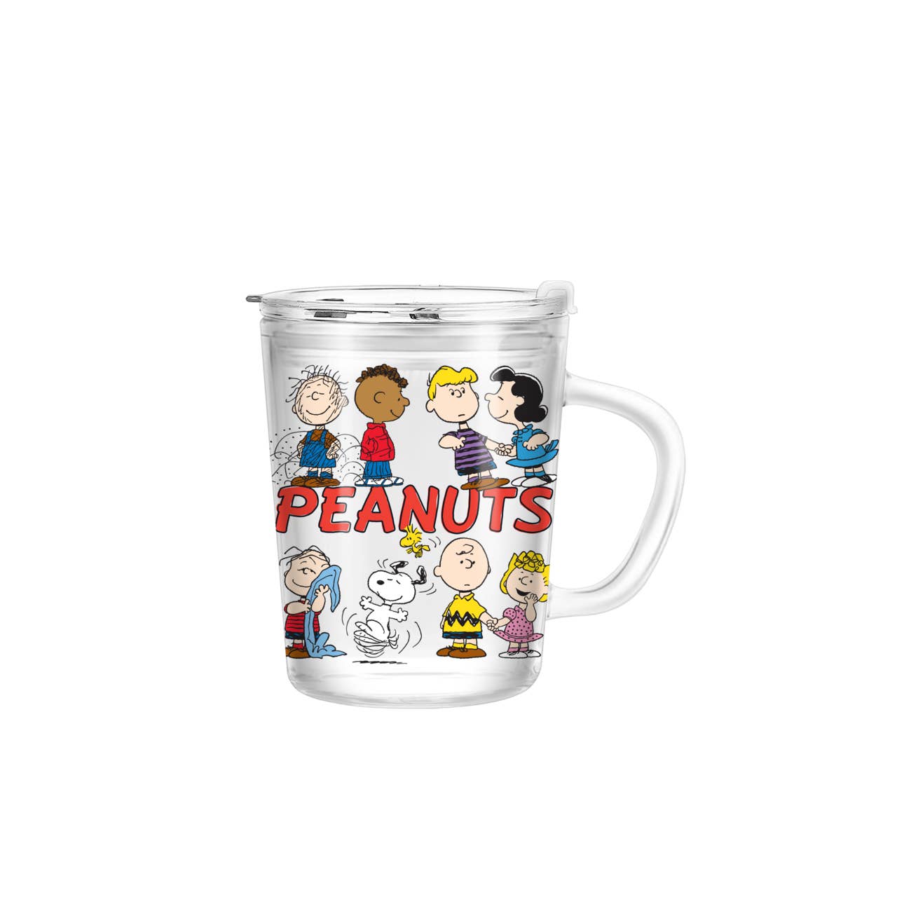 Silver Buffalo - Vente Gourde/bouteille isotherme - Mug de voyage en verre vintage Peanuts 14oz avec couvercle coulissant