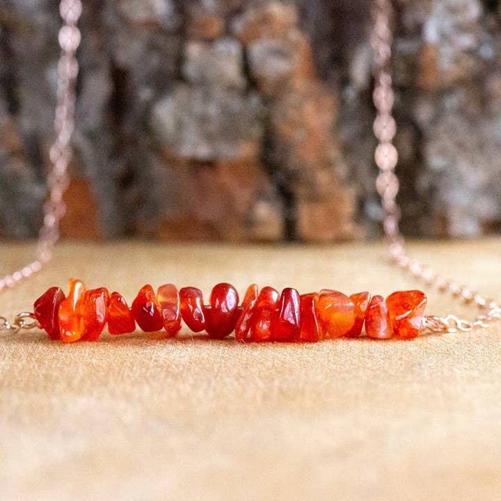Raw Carnelian Bar Necklace for wholesale by Moon Lotus Rising