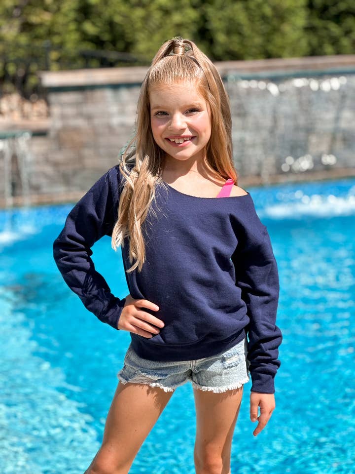 Glittering South - Wholesale Sweatshirt - Women's - Raw Edge Off Shoulder Sweatshirt