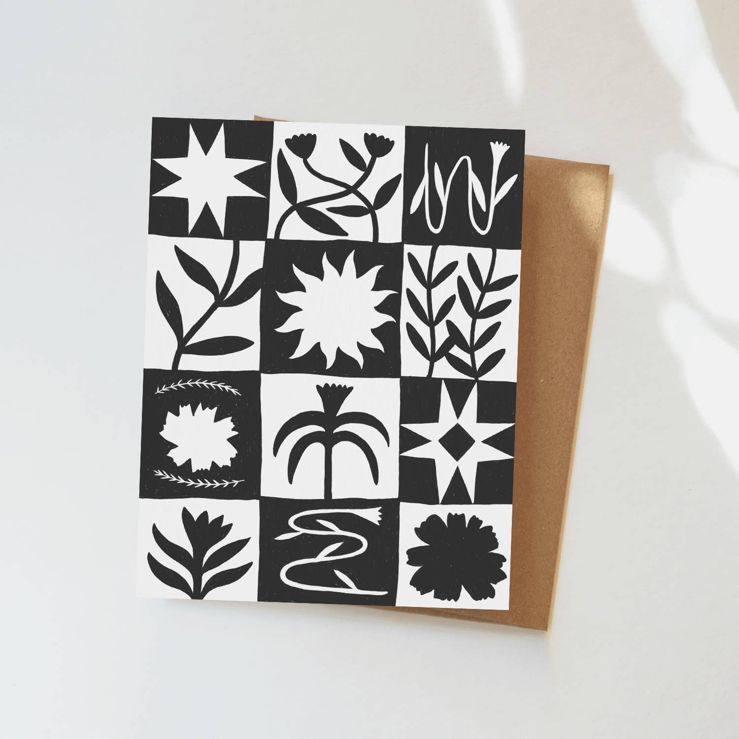 Elana Gabrielle - Wholesale Everyday greeting card - Patchwork Greeting Card - Black and White Checker Design