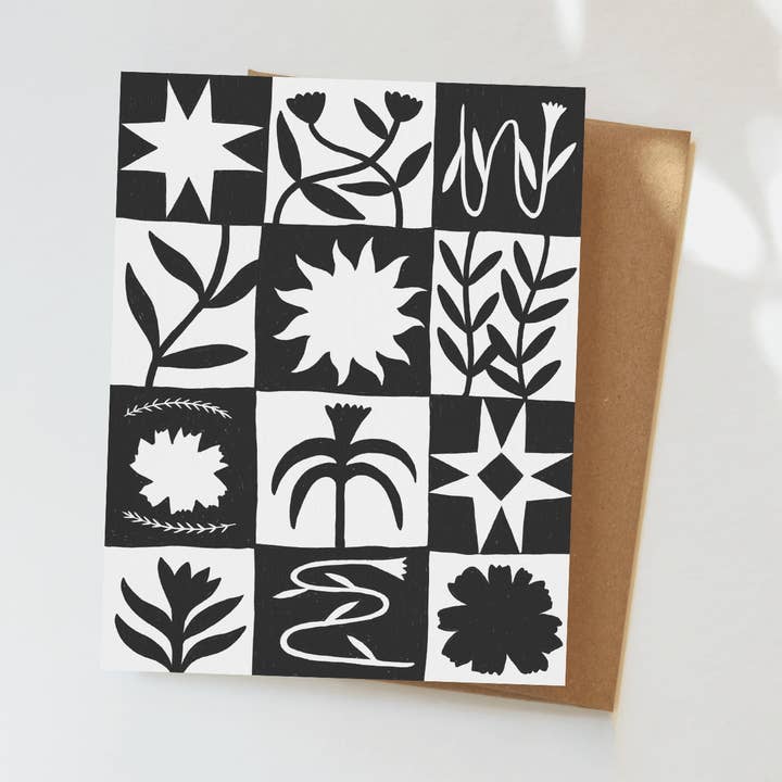 Elana Gabrielle - Wholesale Everyday Greeting Card - Patchwork Greeting Card - Black and White Checker Design0