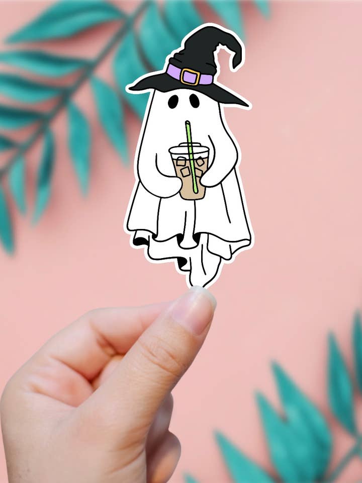 Iced Coffee Ghost Sticker for wholesale by EnchantingSunshine