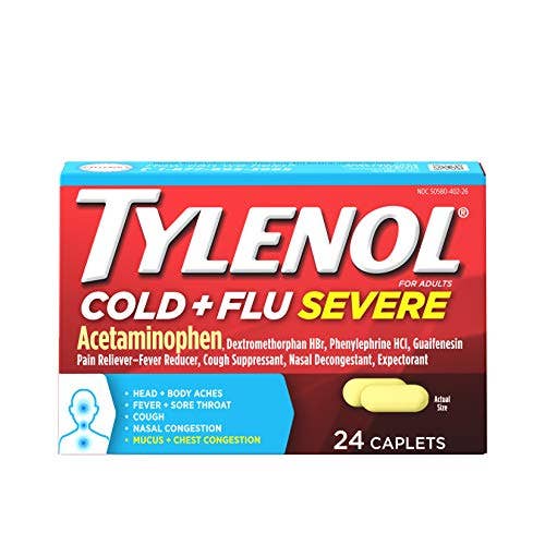 Shop The King - Wholesale Oral Supplement/Vitamin - Tylenol Cold + Flu Severe Caplets for Fever, Pain, Cough & Congestion, 24 ct.