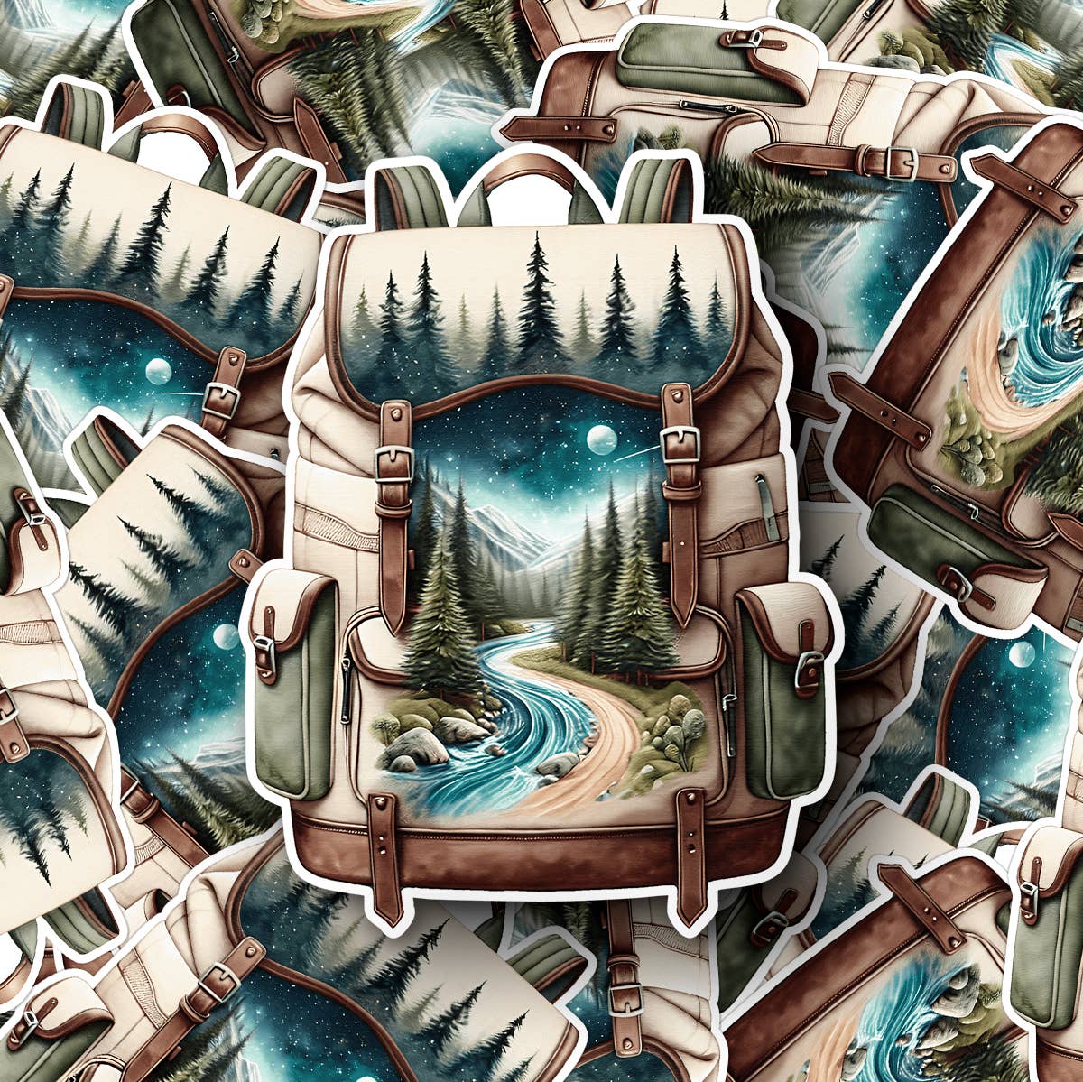 PiggyPrintStickers - Wholesale Sticker - Hiking Sticker | River & Mountain Scene | Travel Decal4