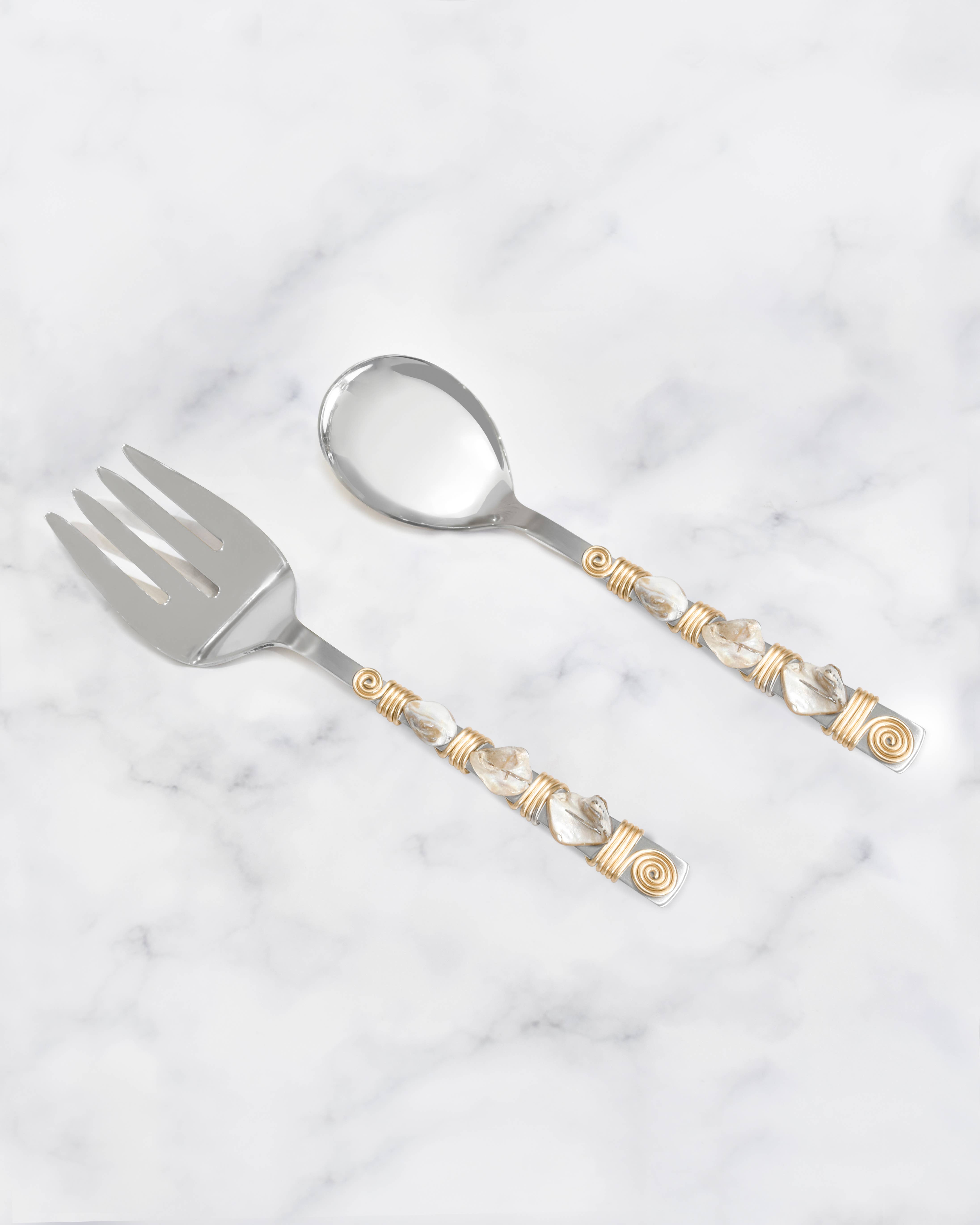 Tiramisu - Wholesale Serving Utensil - Mother of Pearl Salad Server Set3