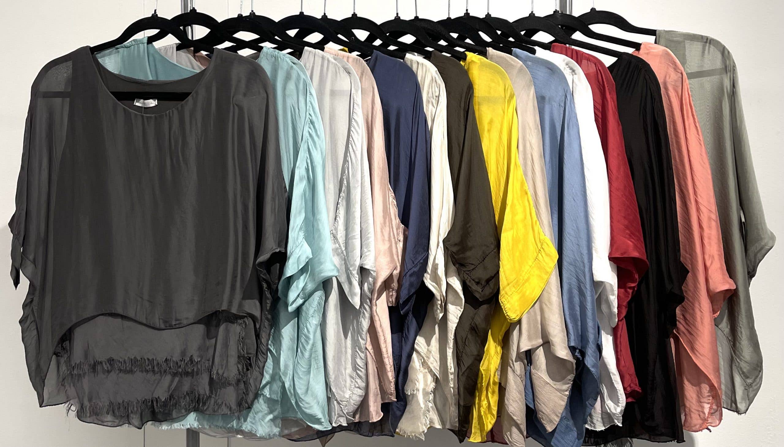 Dance in Paris - Wholesale Blouse - Women's - Top-Italian Solid Silk with Built in 3 Frayed Front Layers2