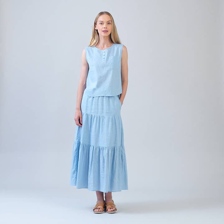 SK26LN - Soft Light Weight Cotton Linen Pull-On Summer Skirt for wholesale by Clara Sunwoo