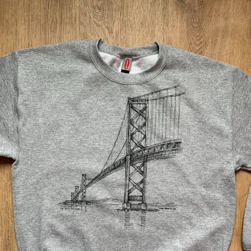 Men's/Unisex Classic Bay Bridge Crewneck Sweatshirt for wholesale by New Skool