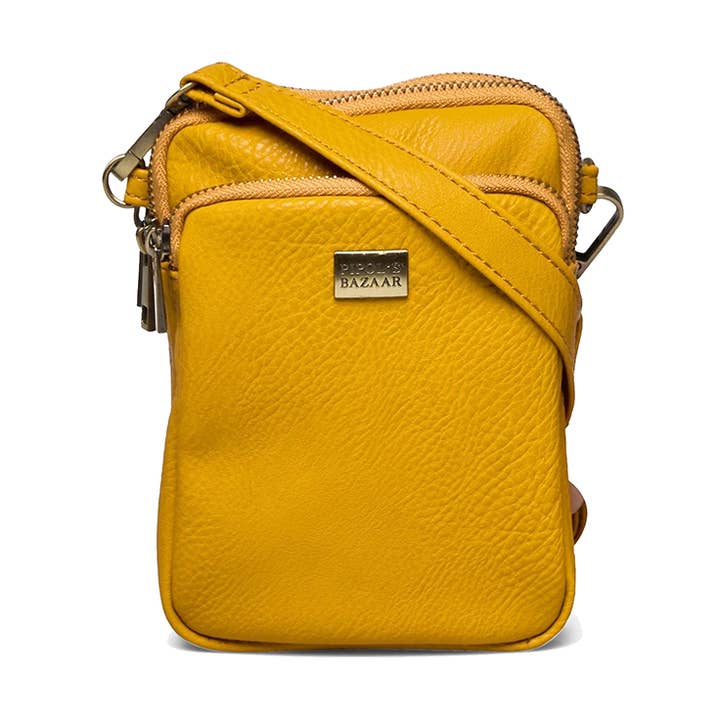 Borsa Triple Zip in PU color senape per la vendita all'ingrosso da parte di PIPOL