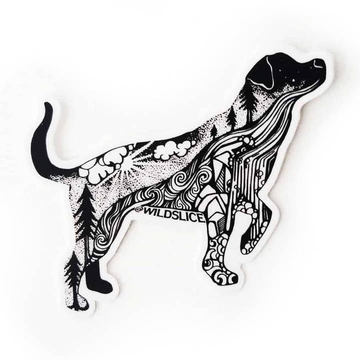 Vandrehund 3“ klistermærke for engroshandel hos Wild Slice Designs