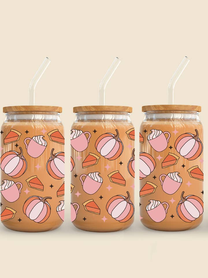 Pumpkin Spice Wrap Beer Can Glass for wholesale by YellowBridge