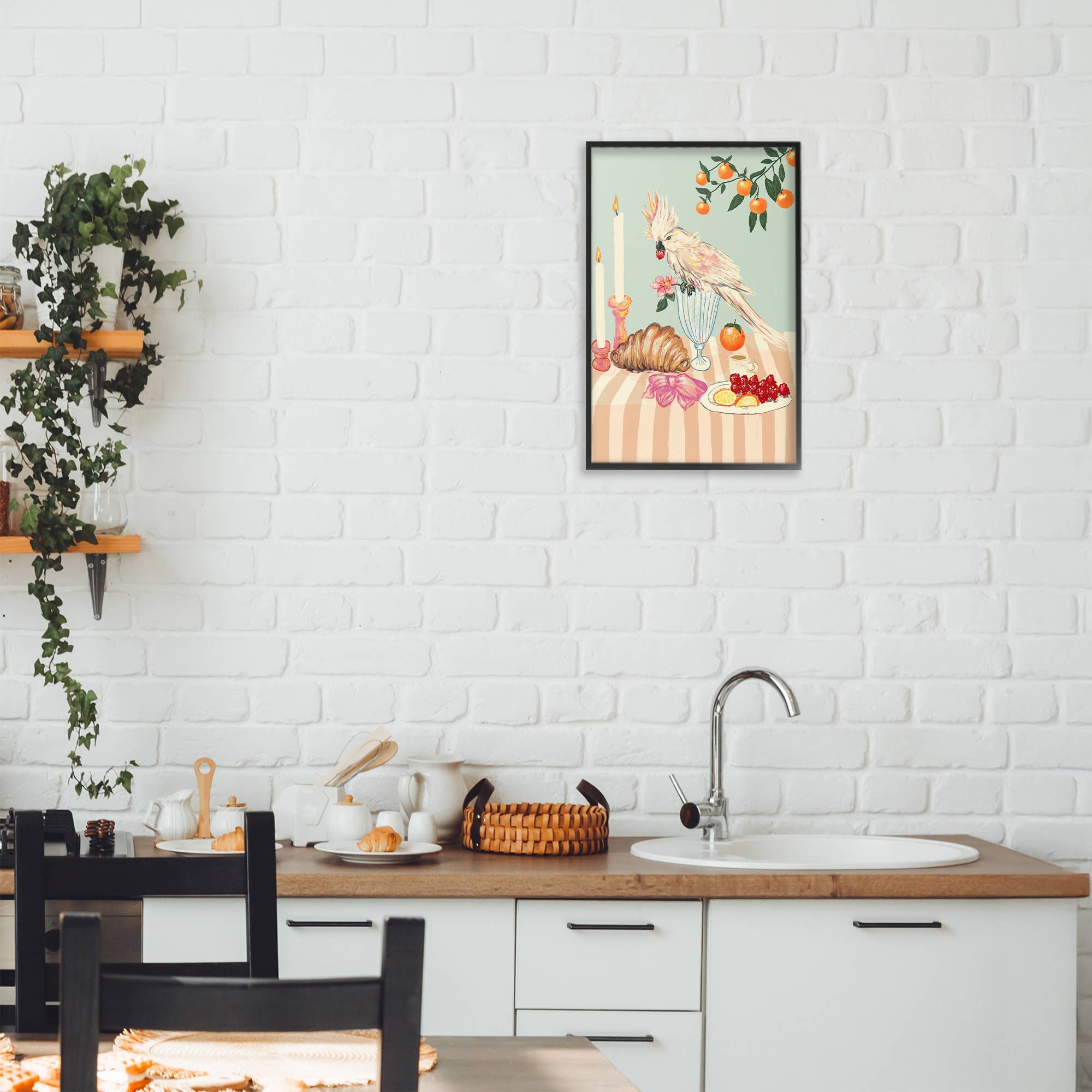 Stupell Industries - Vendita all'ingrosso Cartello da parete - Colazione con Calopsite Uccello Incorniciato Giclée2