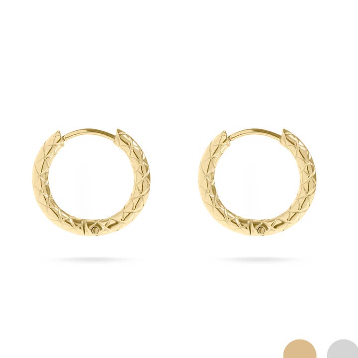 Creolen-Ohrringe aus 18K Gold PVD Edelstahl mit Struktur für den Großhandel von WJW