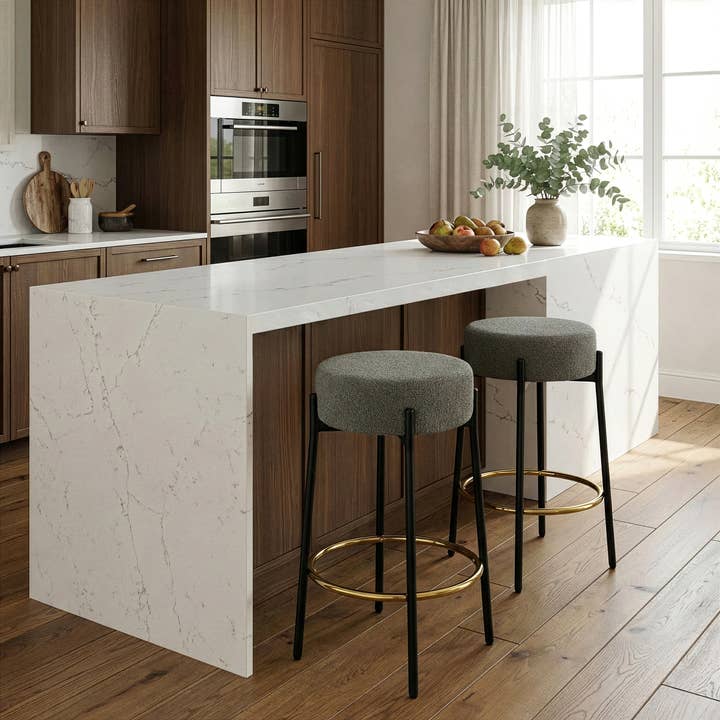 Set of 2 Avner Gray Boucle Backless Counter Stools for wholesale by Glamour Home