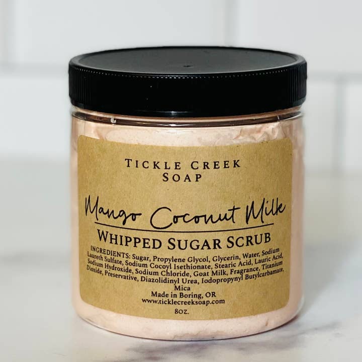 Tickle Creek Soap - Wholesale Body Scrub/Exfoliant - Whipped Sugar Scrub Mango Coconut Milk0