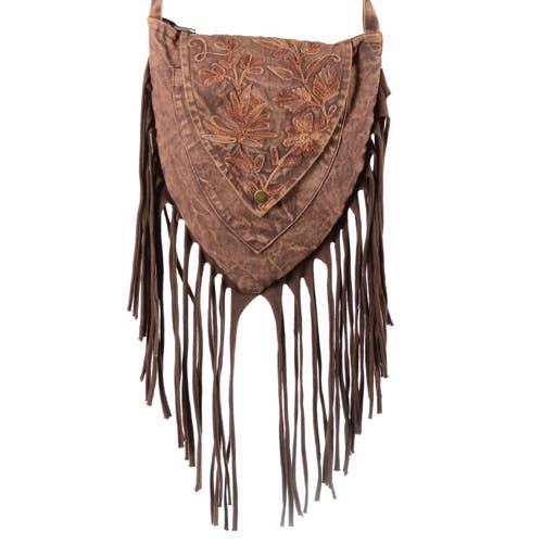 Earth Divas - Wholesale Crossbody Bag - Women's - Triangle Boho Shoulder Bag | Stonewashed Cotton | Handmade