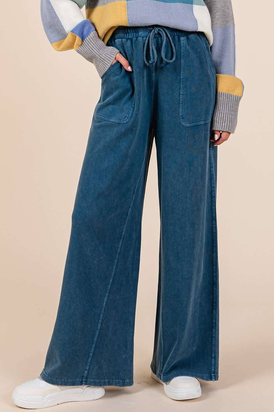 mittoshop - Wholesale Pants - Women's - MINERAL WASH FRENCH TERRY WIDE LEG PANTS28