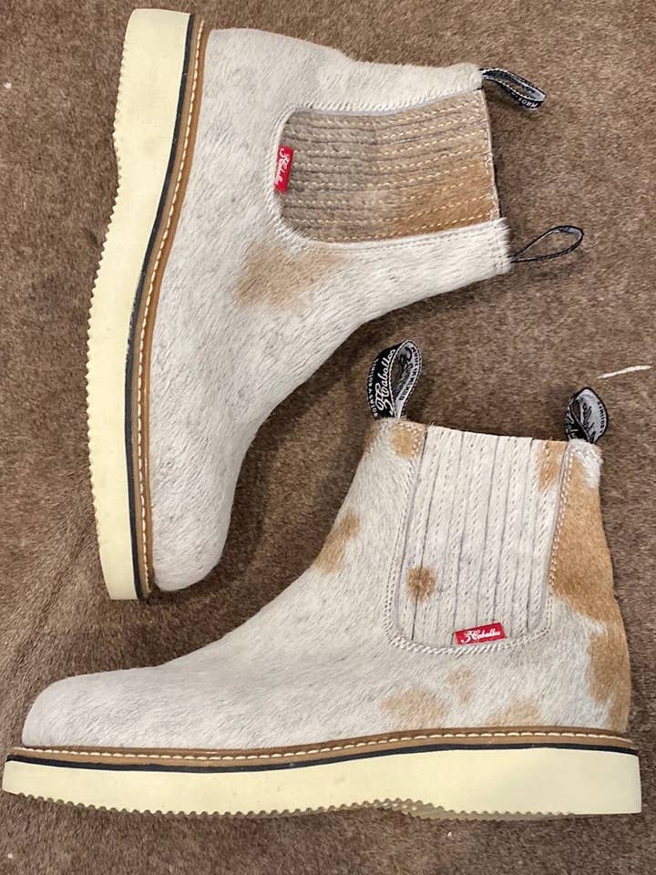 Maat 10 Blonde Witte Koeienhuid Lechera voor wholesale door Rancherr Boots